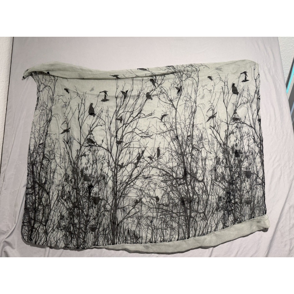 vintage birds in the forest sheer scarf, 36x26